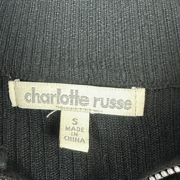 Womens Y2K Charlotte Russe Long Sleeve Black Striped 1/4 Zip Dress Stretch Sz S - Picture 4 of 6